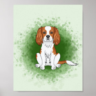Poster Blenheim Cavalier King Charles Spaniel Em Verde