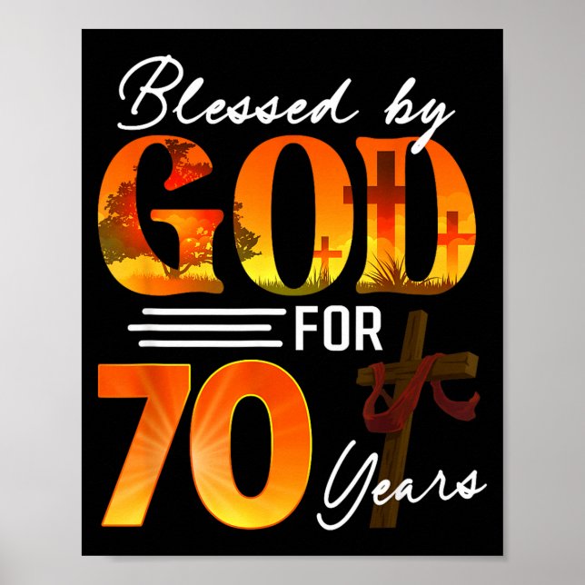 Poster Blessed By God For 70 Years Old Gift 70th Birthday (Frente)