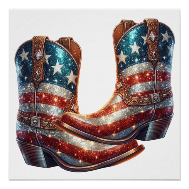 Pôster Bling American Flag Boots (Frente)
