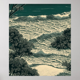 Poster Bliss Costeiras: Desenho de Serene Sandy Beach Lin