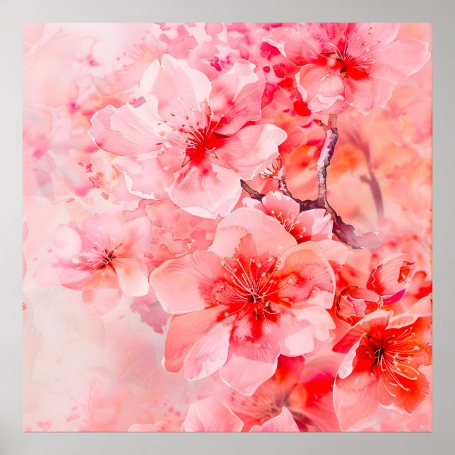 Poster Bliss do Flor de Cereja da Aquarela (Frente)