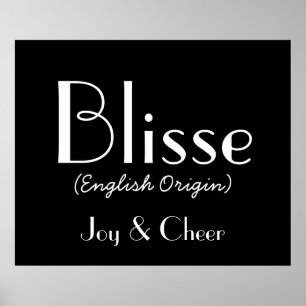 Pôster Blisse English Origine Com Significado Em Black I