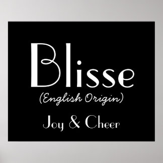 Pôster Blisse English Origine Com Significado Em Black I