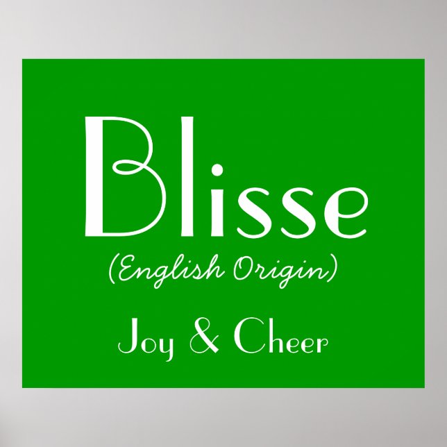 Pôster Blisse English Origine Com Significado Em Verde I (Frente)