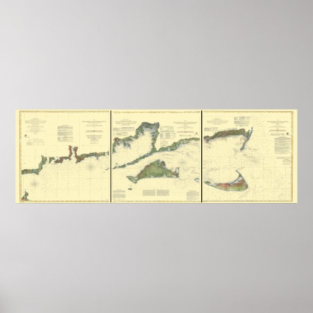 Pôster Block Island, Buzzard Bay, Nantucket e Martha (Frente)