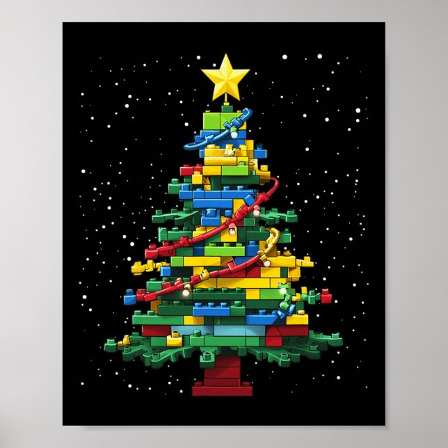 Poster Bloco de Árvore de Natal Brick Building Xmas Maste (Frente)
