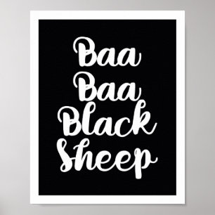 Poster Bloco de Cores Ovino Preto Baa Baa
