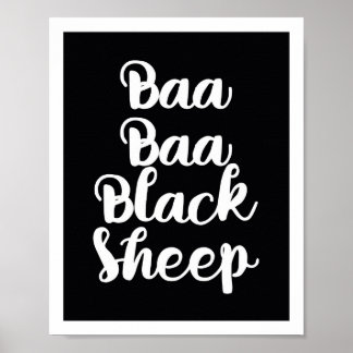 Poster Bloco de Cores Ovino Preto Baa Baa