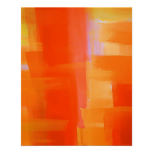 Pôster Blocos Abstratos de Laranja e Dourado Radiante