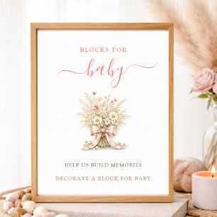 Poster Blocos de Atividades de Chuveiro com Arco de Flor