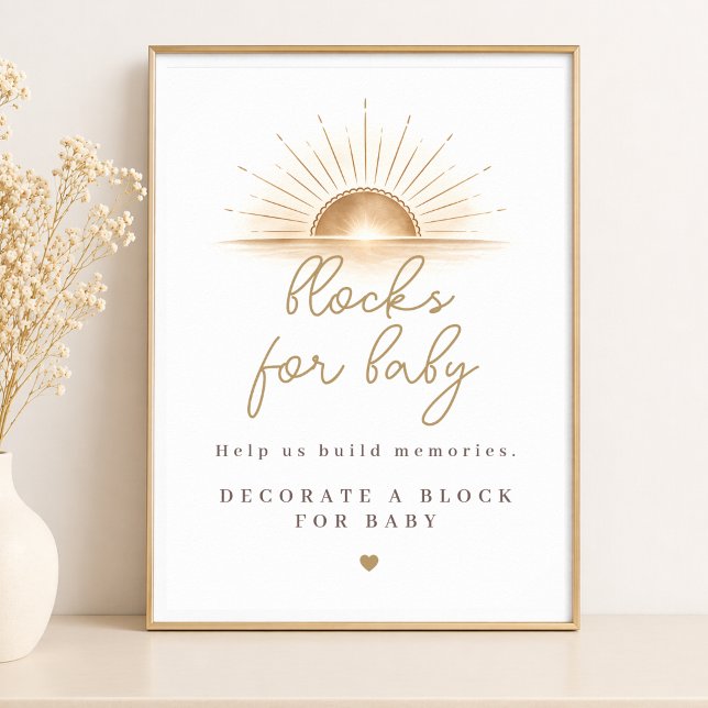 Poster Blocos de Chuva de Ouro Simples para Chá de Bebê (Criador carregado)