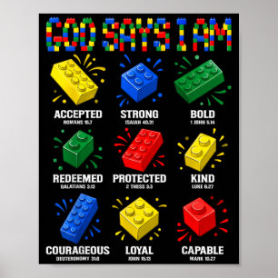 Poster Blocos de Construção Amante Cristão Deus Diz Que E