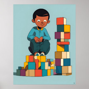 Poster Blocos de Construção - Brinquedos para Crianças
