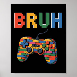 Poster Blocos de Construção Bruh Jogos Gamer Meninos Mest