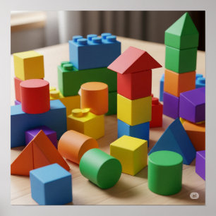 Poster Blocos de Construção Coloridos