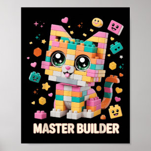 Poster Blocos de Construção de Tijolos de Gato Mestre Con
