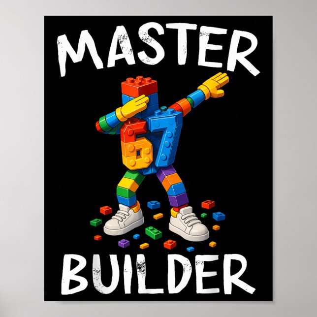 Poster Blocos de Construção Meme Master Builder Dabbing 6 (Frente)