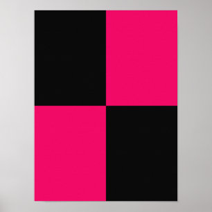 Poster Blocos de cor rosa quente e preto