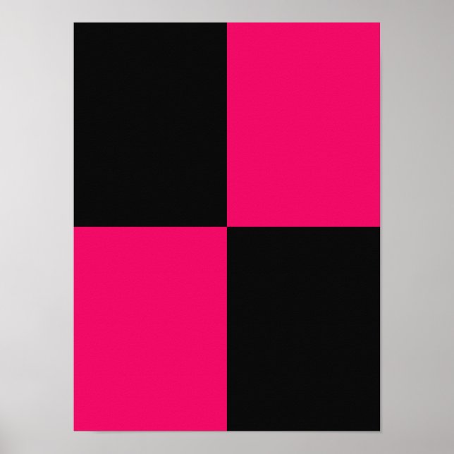 Poster Blocos de cor rosa quente e preto (Frente)