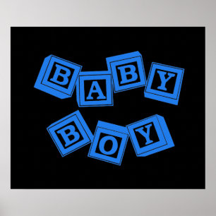 Poster Blocos de Cubo de Alfabeto de Madeira Baby Blue