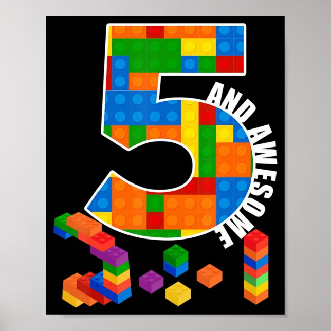 Poster Blocos de Edifício Tijolos Com 5 Anos Aniversário  (Frente)