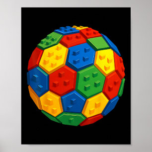 Poster Blocos De Tijolo De Construção Fã De Futebol Const