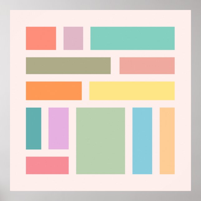 Poster Blocos Geométricos abstrato (Frente)