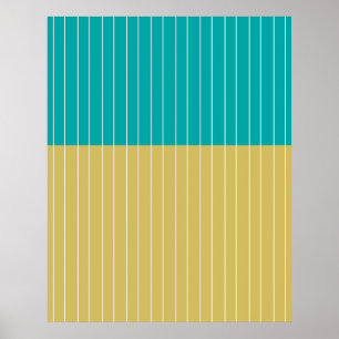 Poster Blocos Geométricos e Linhas Amarelo Azul