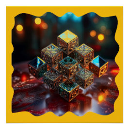 Pôster Blocos Pequenos Com Designs Geométricos Empilhados