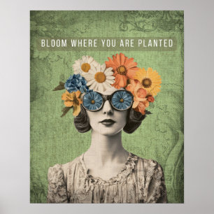 Poster Blogue Onde Plantou Mulher Da Flor Surreal