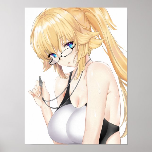 Poster Blonde Waifu com óculos (Frente)