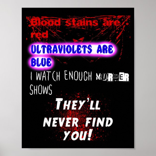 Poster Blood Stains Are Red Ultraviolets Blue Theyll Neve (Frente)