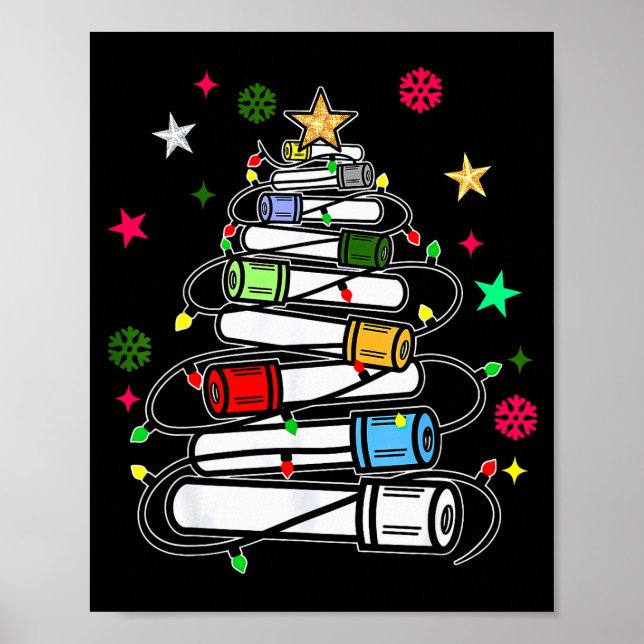 Poster Blood Tube Christmas Tree Phlebotomist Tech Phleb  (Frente)