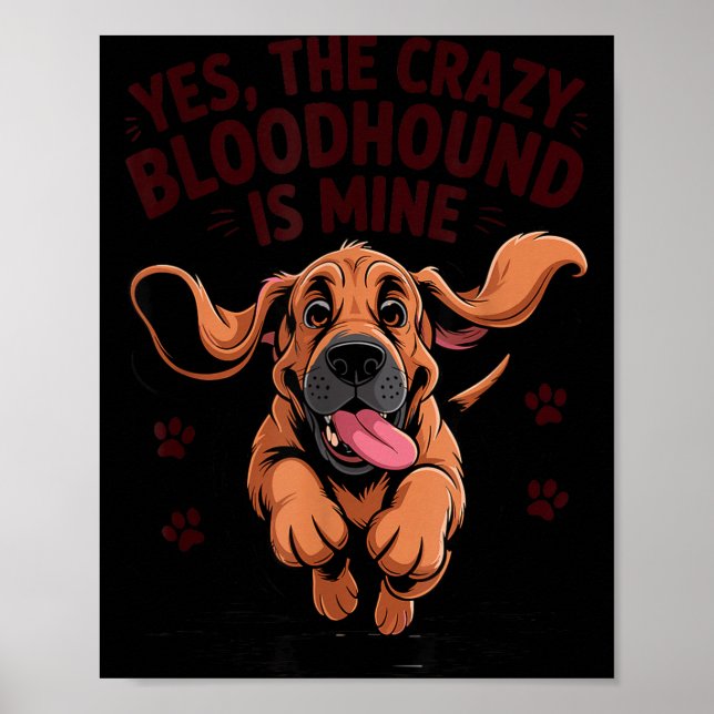 Poster Bloodhound Breed Cute Pet Dog Lover Cartoon Funny  (Frente)