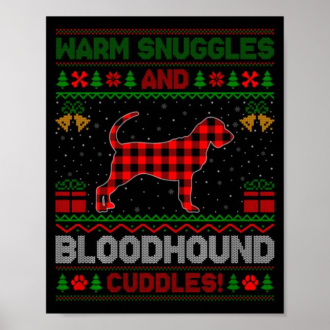 Poster Bloodhound Dog Ugly Christmas Sweater Funny Dog Lo (Frente)