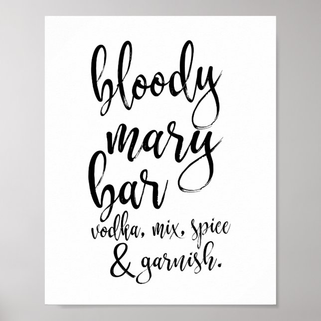 Poster Bloody Mary Bar Black and White - Sinal de casamen (Frente)
