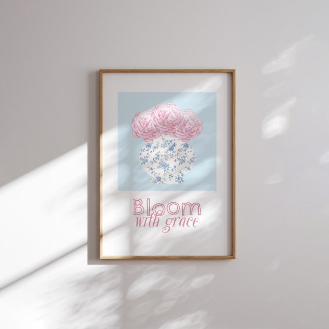 Poster Bloom com Grace Rosa Floral Vase Christian (Criador carregado)
