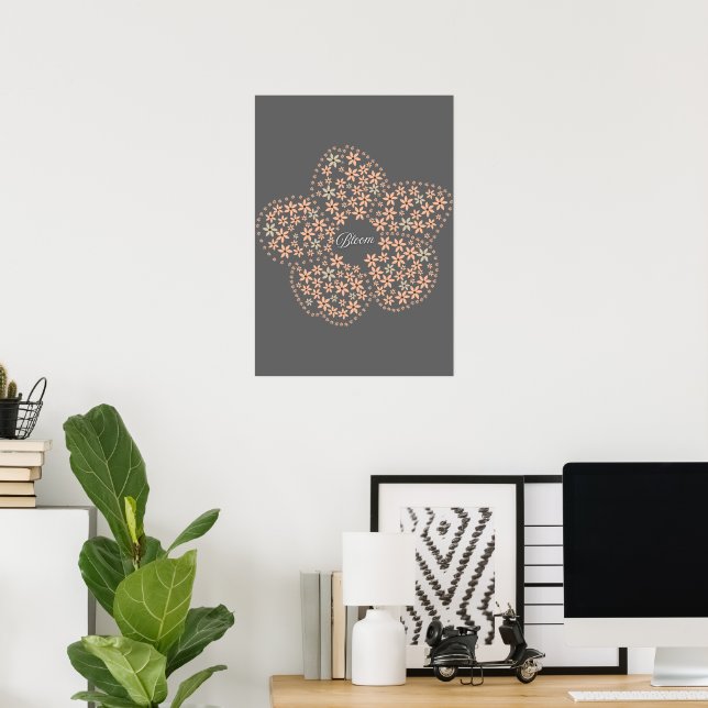 Poster Bloom Floral Design – Dark Elegant Design (Escritório em casa)