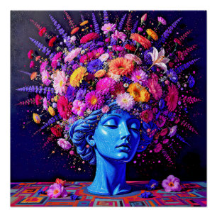 Pôster "Bloom of Eternity" - Um Retrato Surreal Colorido