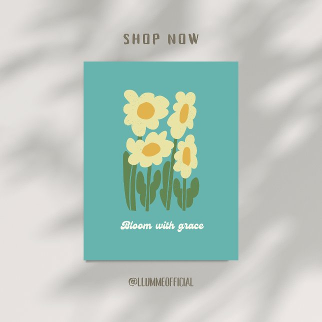 Poster Bloom With Grace Retro Daisy Wall Art (Criador carregado)