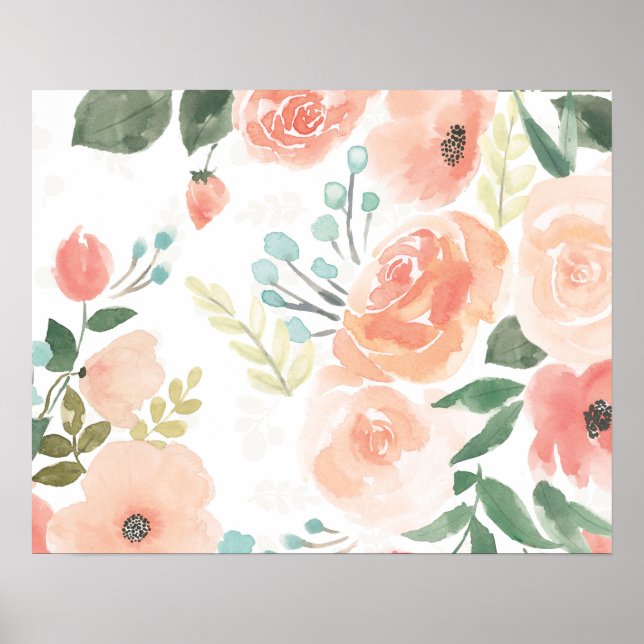 Poster Blooming Delight | Pastel Peach (Frente)