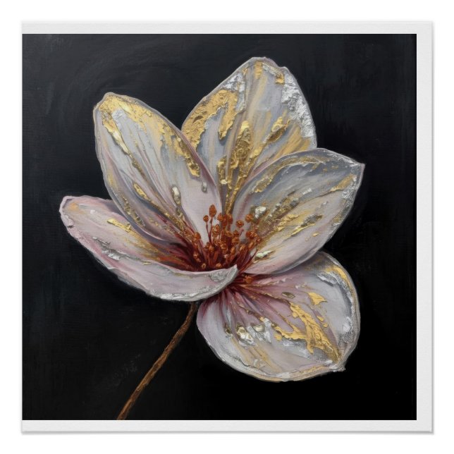 Pôster Blooming Flowers Covered with Flowing Artistic Pai (Frente)