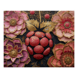 Pôster Blooming Flowers Covered with Flowing Artistic Pai