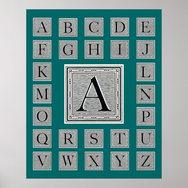 Poster Bloqueio - Letra "A" Woodcut Inicial (Frente)