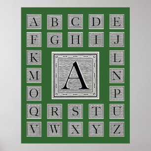 Pôster Bloqueio - Letra "A" Woodcut Inicial