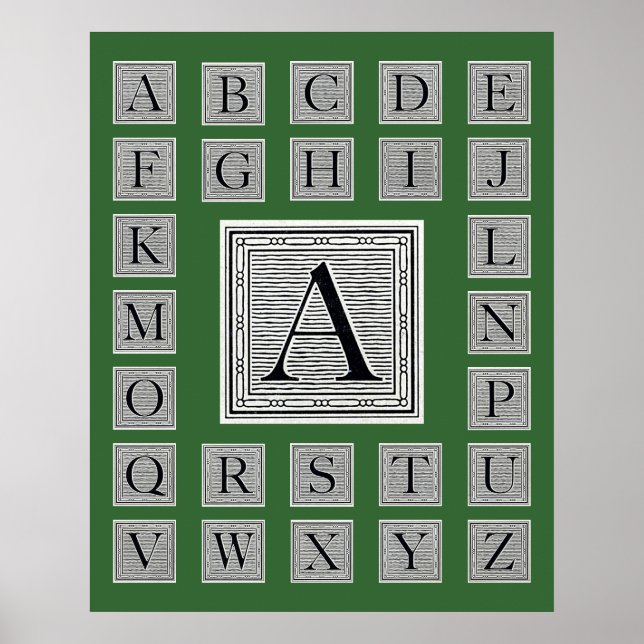 Pôster Bloqueio - Letra "A" Woodcut Inicial (Frente)