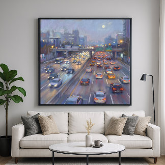 Poster Bloqueio Noturno - Paisagem Urbana em Estilo de Pi