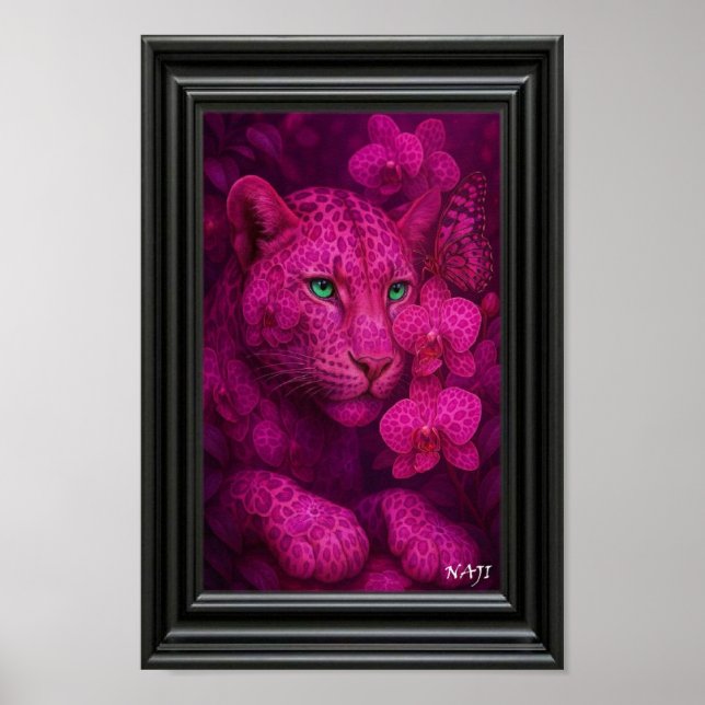 Poster Blossom Panther – Enchanted Pink Wildlife Art (Frente)
