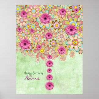 Poster Blossom Pink Flowers Tree - birthday