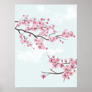 Poster Blossomas de Cereja Rosa Elegante